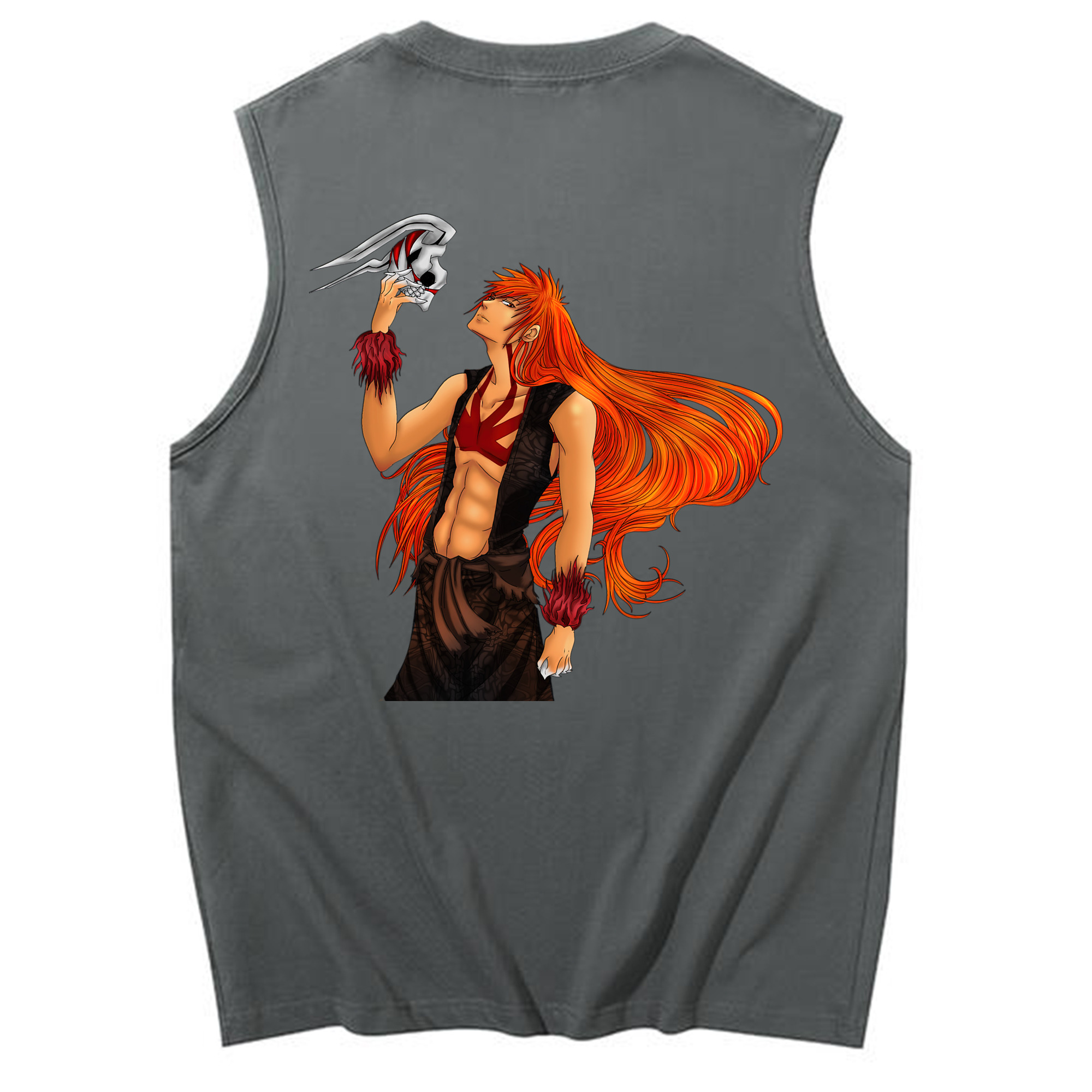 （画像用） ブリーチ 黒崎一護（くろさき いちご）BLEACH Kurosaki Ichigo コットン100％タンクトップ（背面プリント）